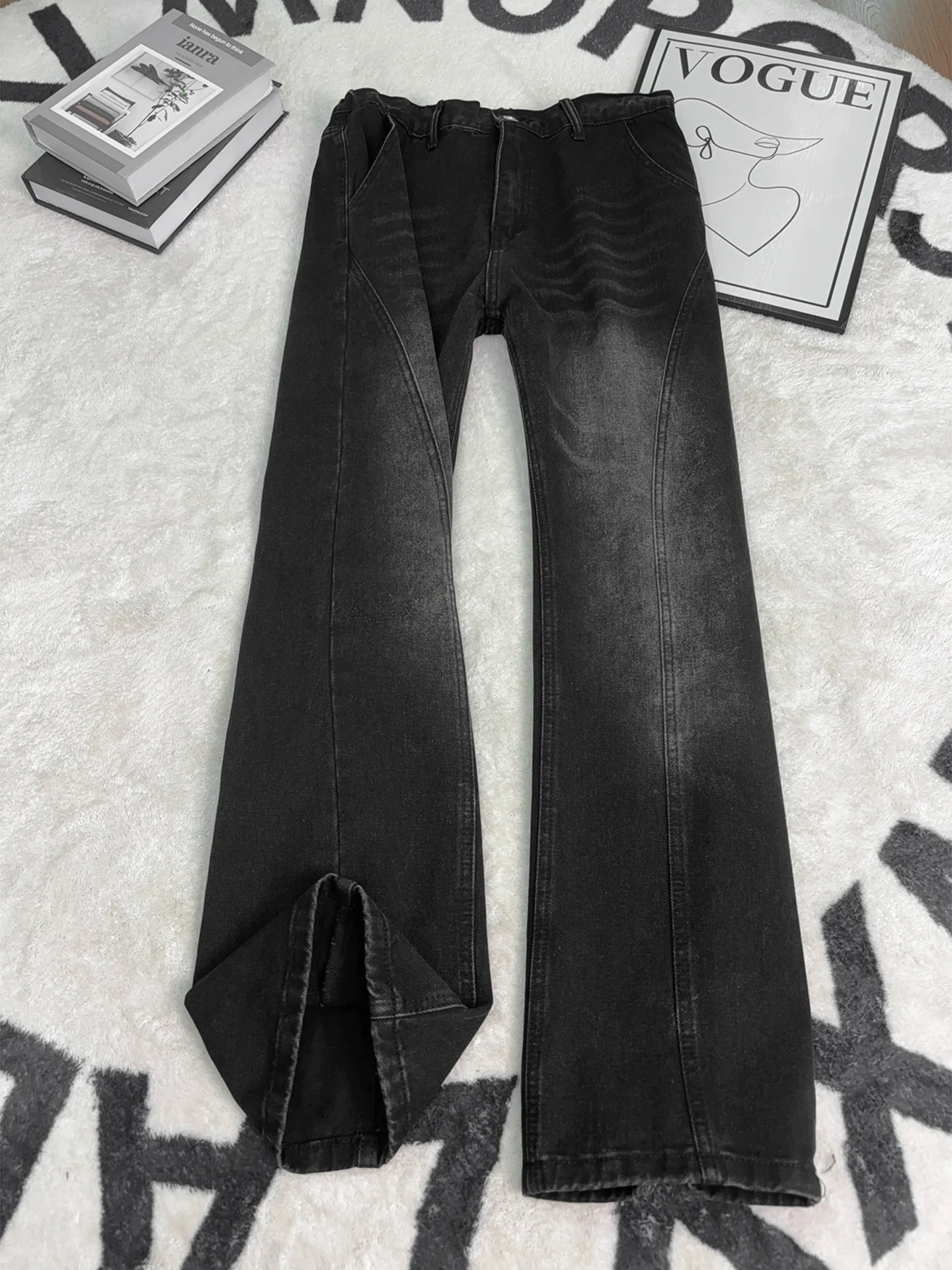 

Мужские джинсы Cleanfit Slim Fit: повседневные прямые брюки с расклешением, средней посадкой, на молнии, из смесового хлопка, в стиле High Street