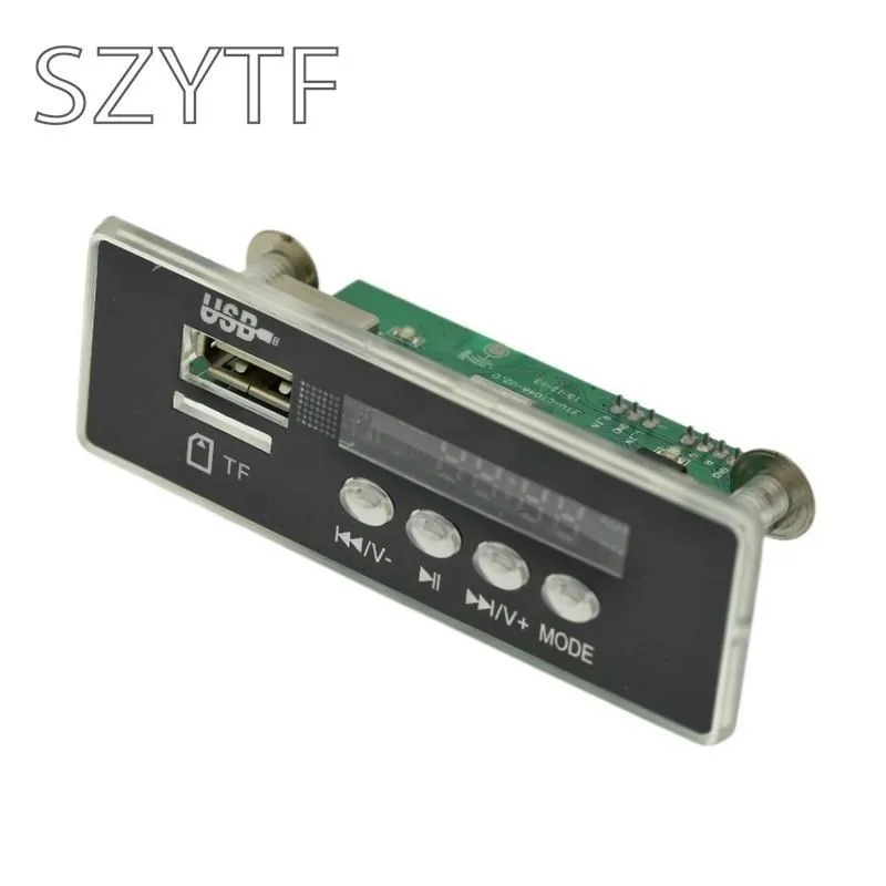 Mini 5-12V Blue Light MP3 Decoder Audio Decoding Board Time Display Support U-Disk TF Card USB FM AUX Decode