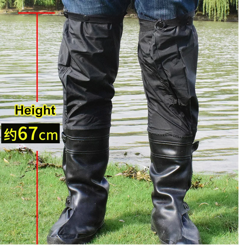 Lengthen Wading Pants Rain Boots Lightweight PVC Waterproof Non-slip Men Women Outdoor Cycling Hiking Fishing Pants Rain Pants