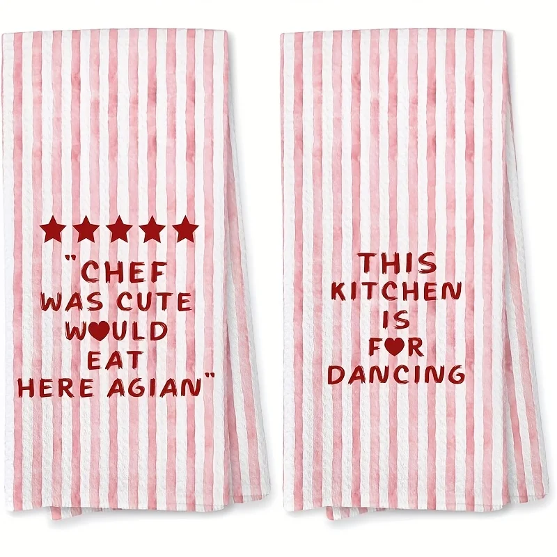 Cleaning Cloth 2PCS kitchen towel, pentagram love humorous quotes design pattern