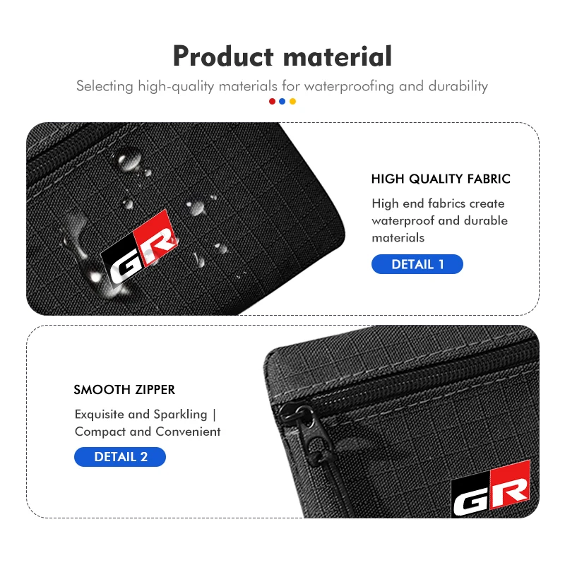 For Toyota Oxford Cloth Water-proof Car Coin Purse Cash Storage Bag Zipper Money Bag GR Sport Gazoo Racing Yaris 86 Corolla view 2