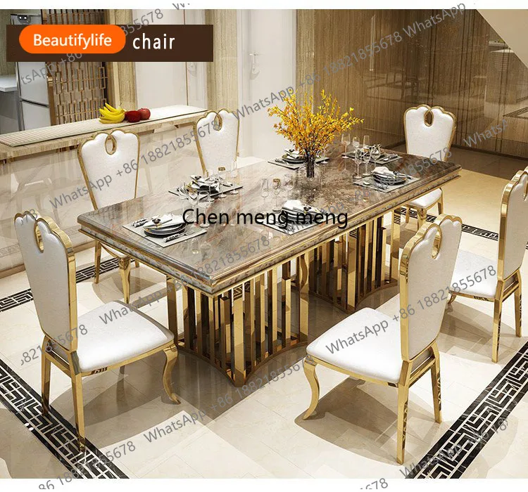 

Rama Dymasty stainless steel Dining Room Set Home Furniture modern marble dining table rectangle table A55