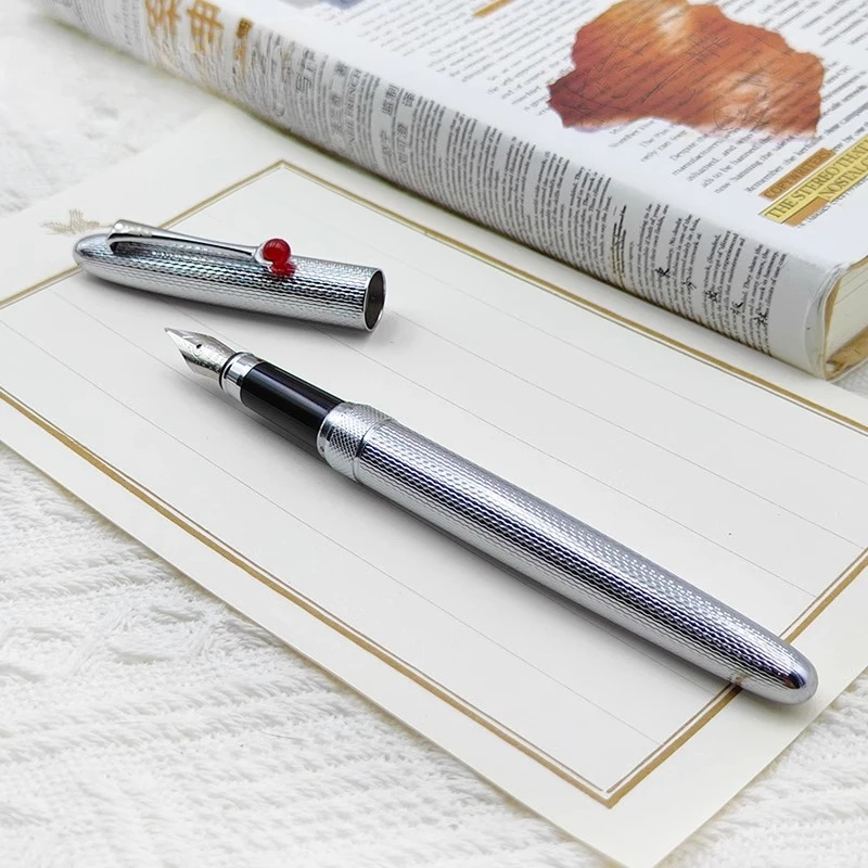 

Taiwan-DT&C Original Silver Design Steel Fountain Pen B 1.0MM Nib Ink Pen Design Student Portable Gold Pen High-end Stationery