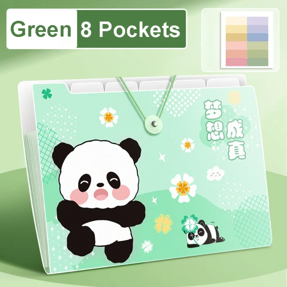 

Panda A4 File Folder Large Capacity Buckle Design Test Paper Storage Folder Waterproof 8/12 Pockets File Organizer