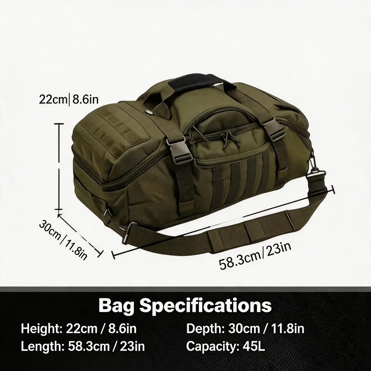 Outdoor Hiking Camping Multifunction Backpack 600D Tear Resistant Shoulder Top Handle Bag