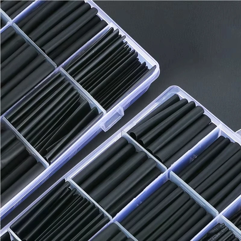 Sortiertes Schwarzes Schrumpfschlauch-Set, Hitzebeständiger Polyolefin-Schlauch zur Kabelisolierung, Elektroverbindungen, Schutz von Automobilkabeln, Reparaturen und Elektroinstallationen in Haus und IndustrieSchrumpfv – Detail 6