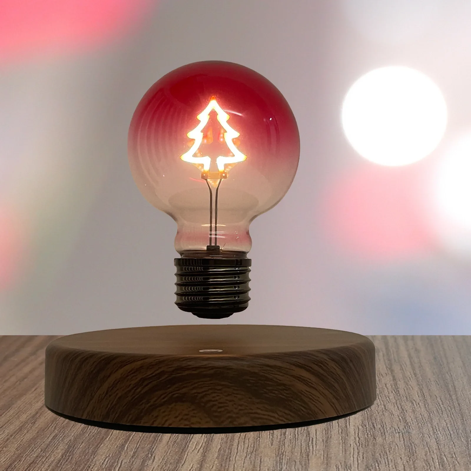 HCNT Levitating Light Bulb Christmas Tree Floating Bulb Lamp for Christmas Gift LED Christmas Tree Table Lamp for Bedroom