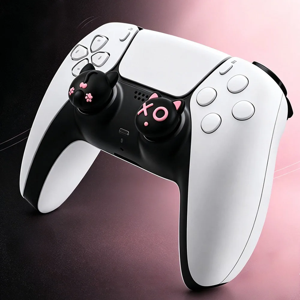 4x Soft Silicone Cute Cat Thumb Stick Grips Cap For PS5 PS4 for Xbox Series S X Joystick Cover Protector