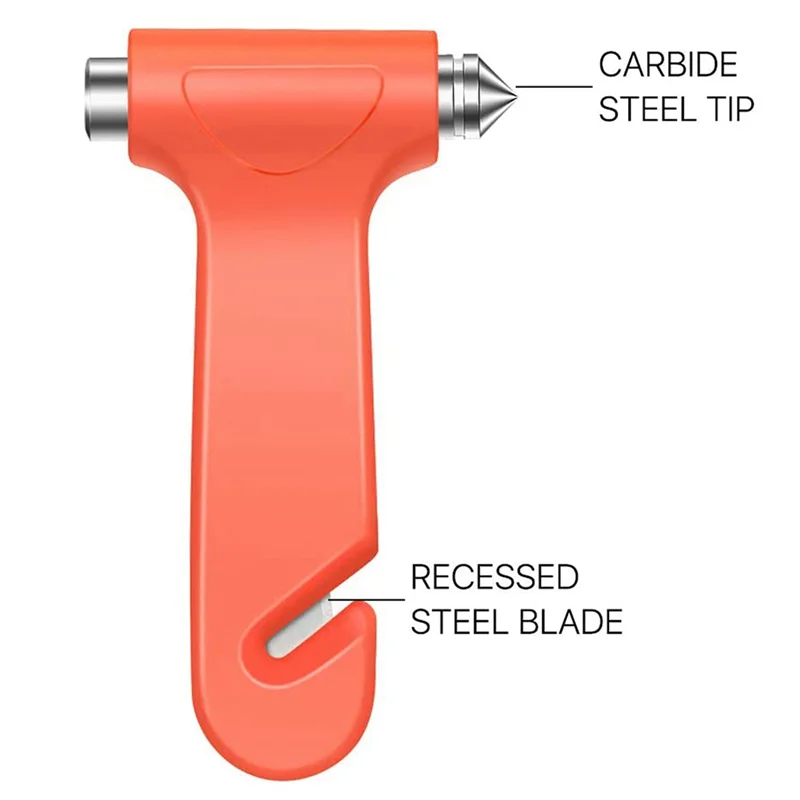 4 PCS Rescue Tool Safety Hammer Orange Metal+Plastic For Safety Belt Window Switch, Suitable For Cars And Vehicles
