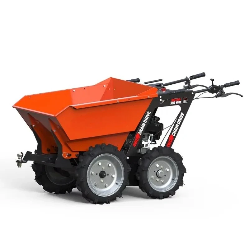 250Kg Load Four-Wheel Drive Truck 4x4 Motorized Petrol Motor Powered Mechanical Transmit Mini Dumper With Snow Shovel