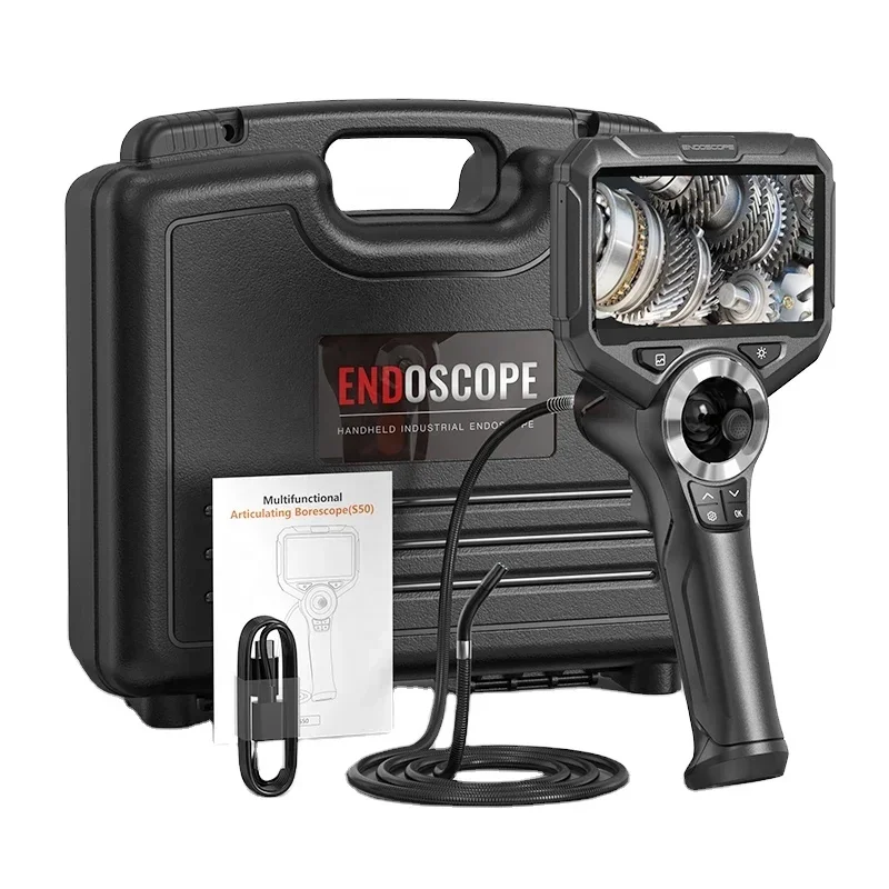 

HMXN HD 5inch Screen 6mm 360 Degrees joystick full hd flexible portable industrial endoscope