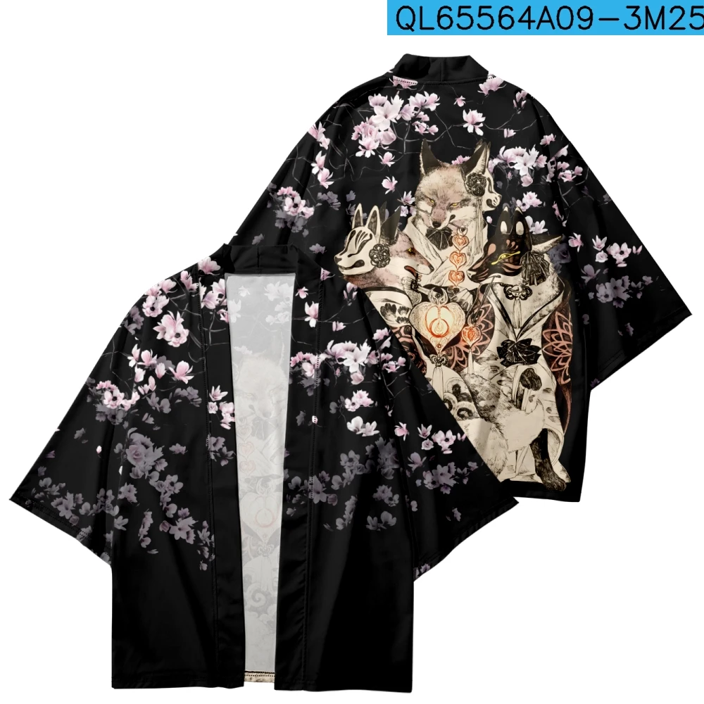 

Kimono Cartoon Print Shirt Haori Fashion 2023 Summer Beach Yukata Men Women Cardigan Japanese Asian Clothing