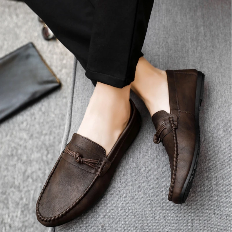 Soft Spring Men Loafers Slip on Classic Men Moccasins Leather Casual Shoes for Men Flats Footwear Botas Para Hombre  Zapatillas