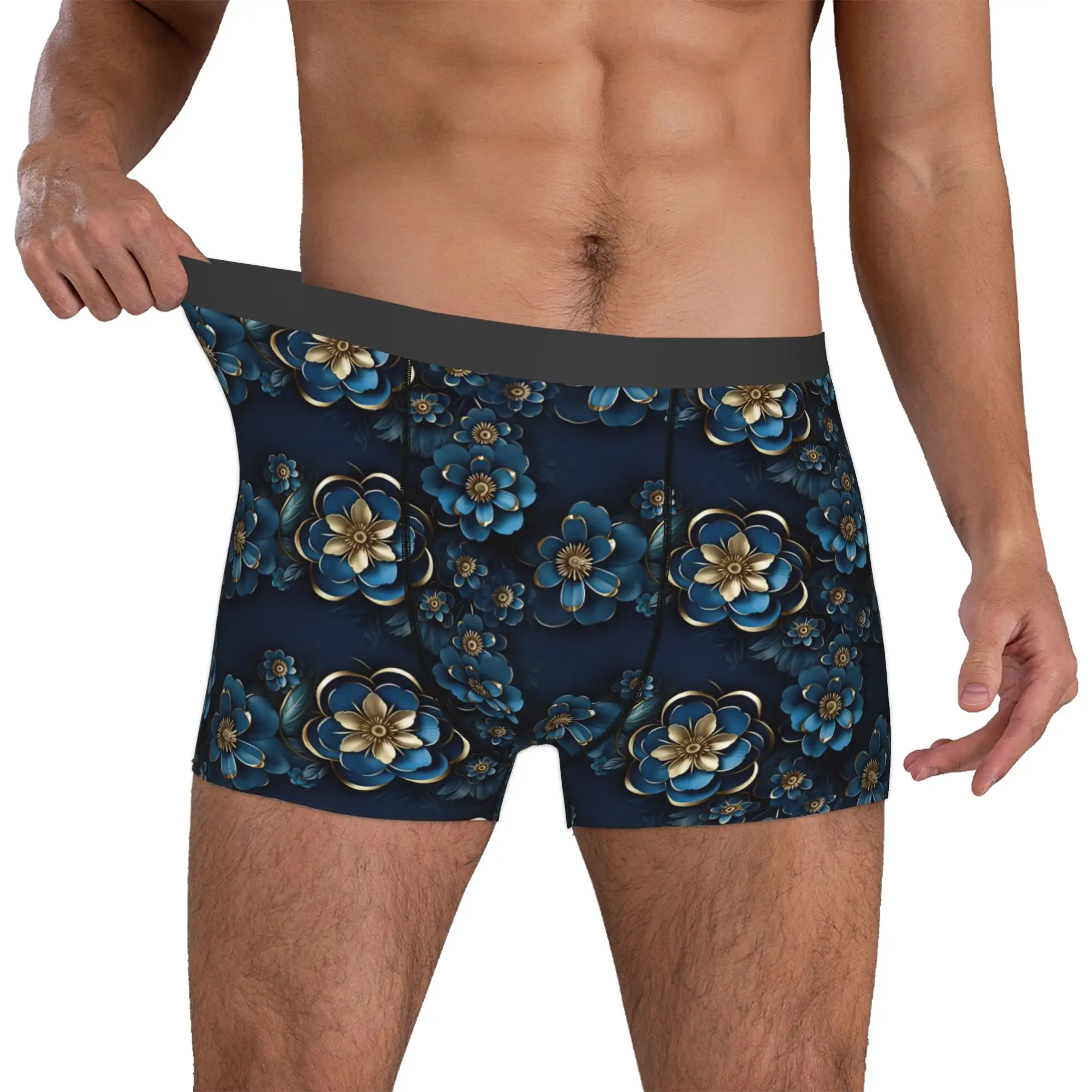 Novelty Fashion Trend 3D Flowers Boxers Shorts Panties Male Underpants Stretch Luxury High 3D Floral Briefs Underwear