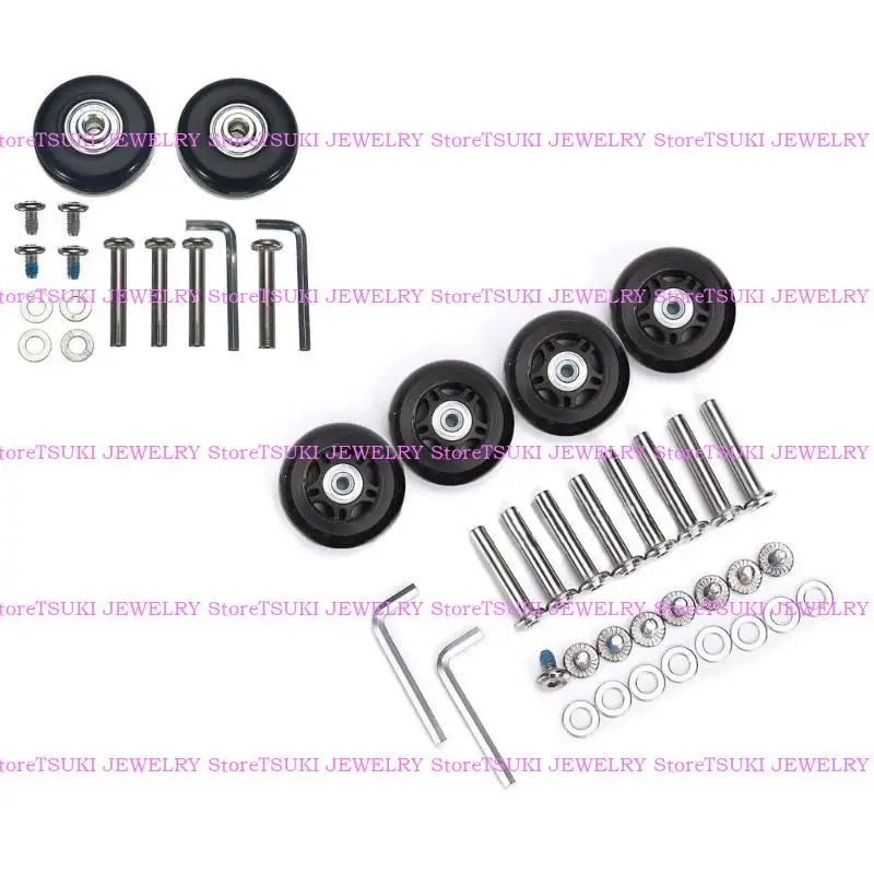 

62KE Rubber Casters Replacement OD 45x18mm/70x24mm Suitcase Luggage Roller Bearing Hardware Repair Heavy Duty