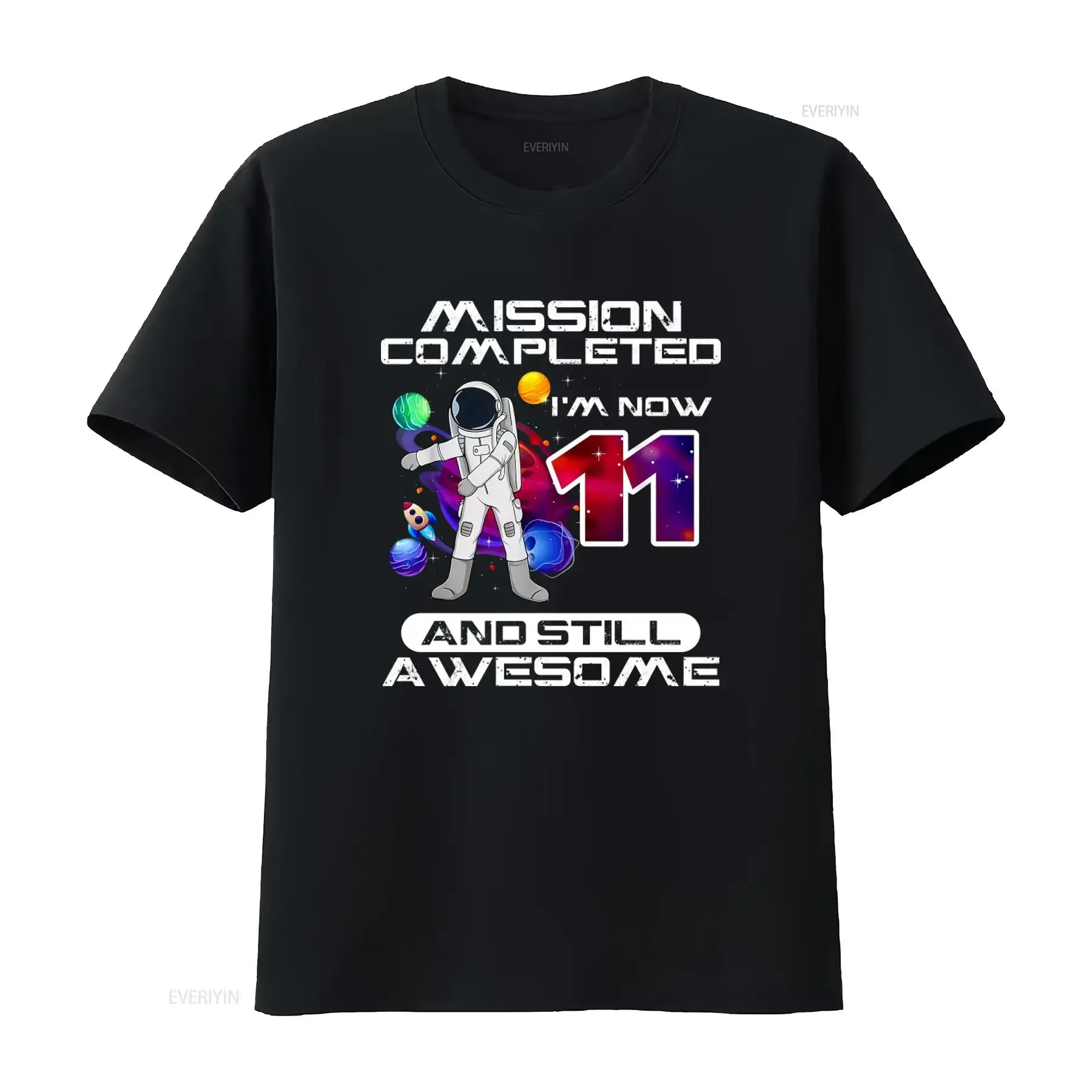 11th Birthday Mission Completed Astronaut Space Lover 11 Years Old T Shirt Awesome Design vintage Washed Versatile Casual