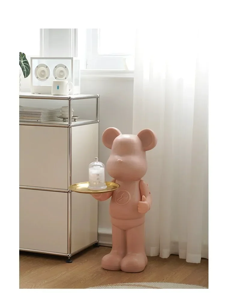 

Nordic Design Modern Stainless Steel Plate Bear Plastic Coffee Side Storage Tray Tables Living Room Bed Study Room Decoration