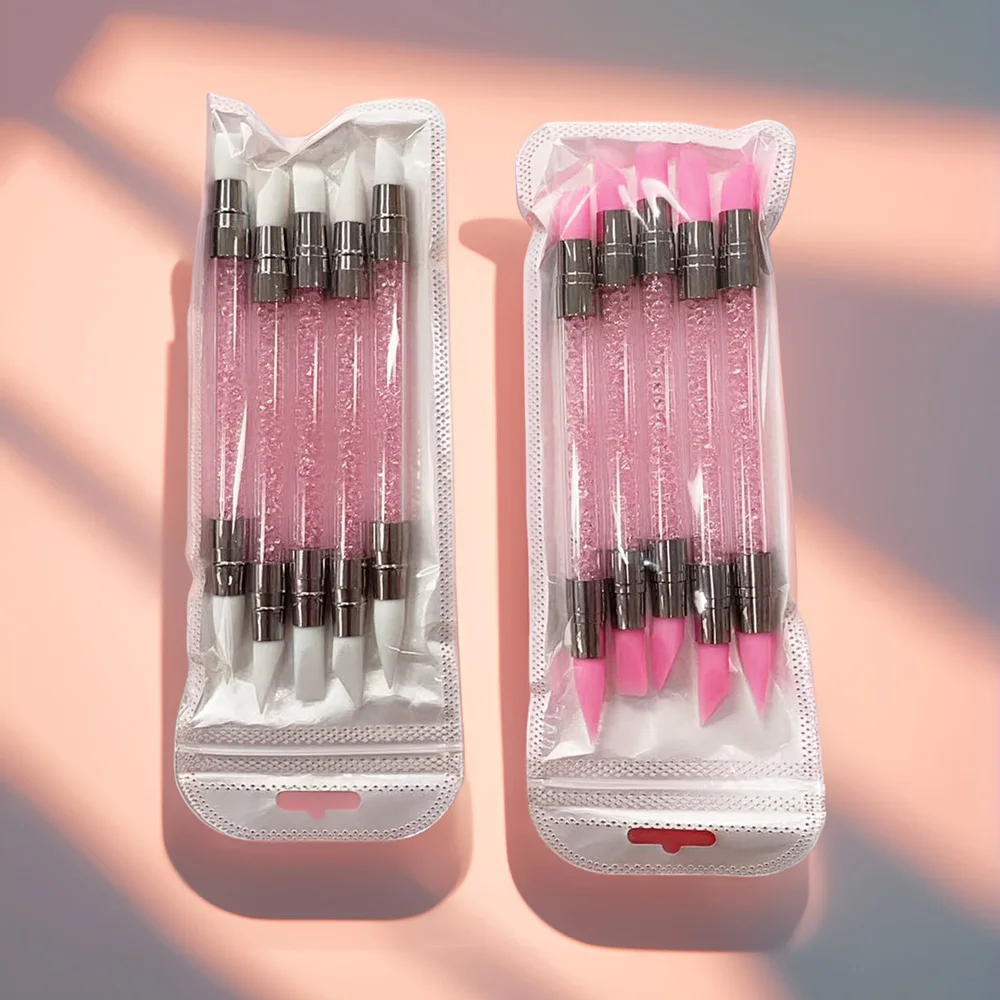 1/5pcs Double Head Silicone Nail Art Dotting Pen Rhinestone Gem Picker Wax Pencil Nail Dotting Tools Polishing Drawing Nail Tool