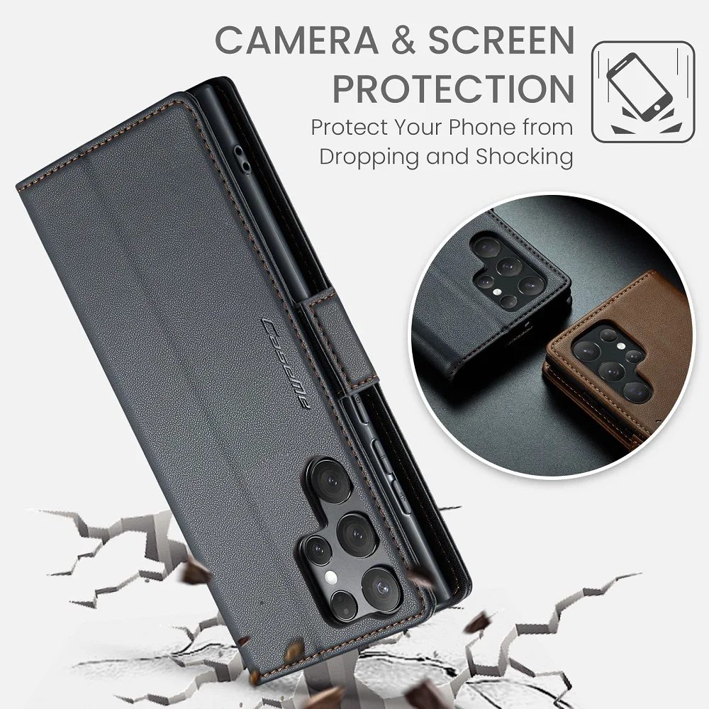 Magnetic Flip Cover Leather Card Holder Wallet For Samsung Galaxy S26 S25 FE S24 Ultra Plus A56 A16 Case RFID Protection Funda