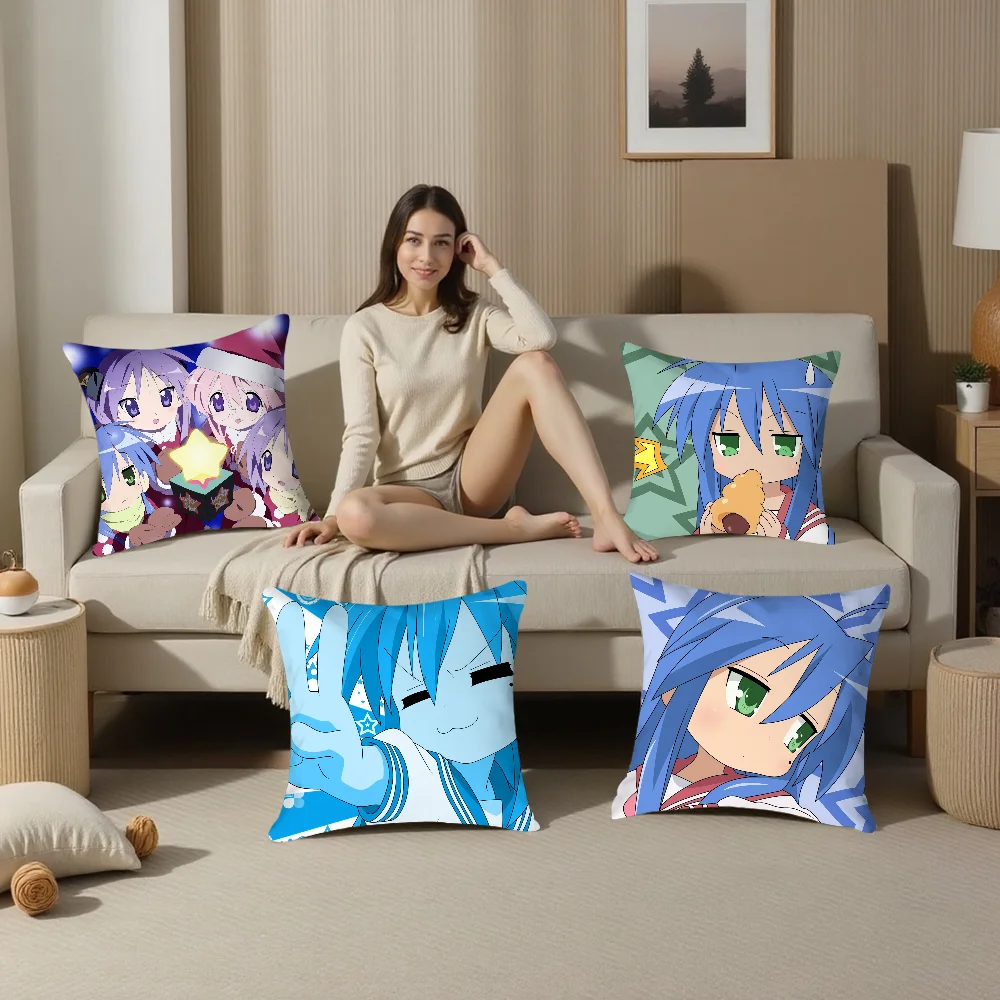 Anime L-Lucky Star Pillow Case Plush Fabric Soft  Pillowcase Double Sided Print Cushion Cover Household Gifts