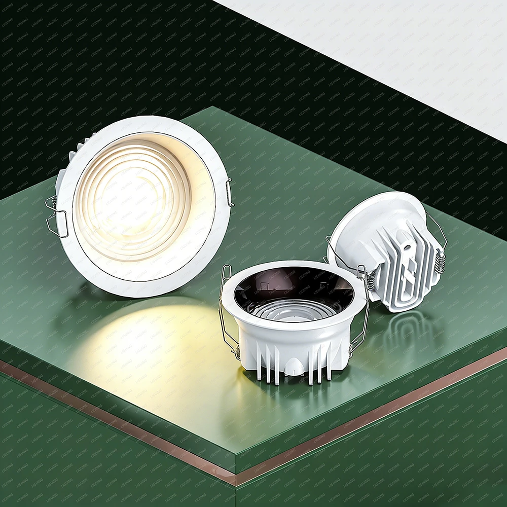 

LED Recessed Ceiling Light 3-Color Changing Downlight Embedded Spot Light for Home Office Commercial Lighting Indoor Living Room