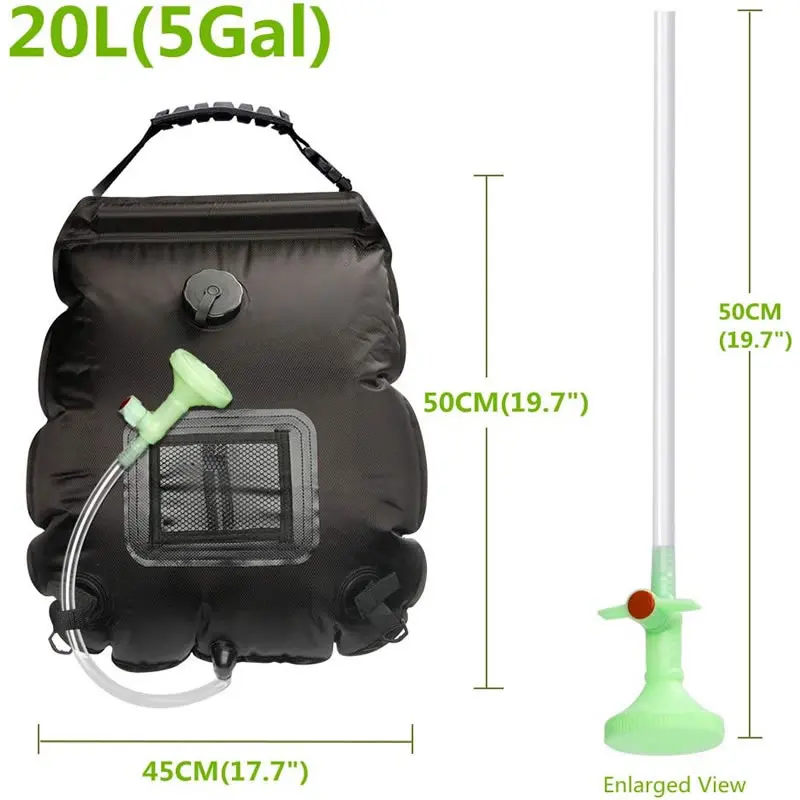 キャンプ,ハイキング,キャンプ用のポータブル屋外シャワーバッグ,保温バッグ,切り替え可能なシャワーヘッド