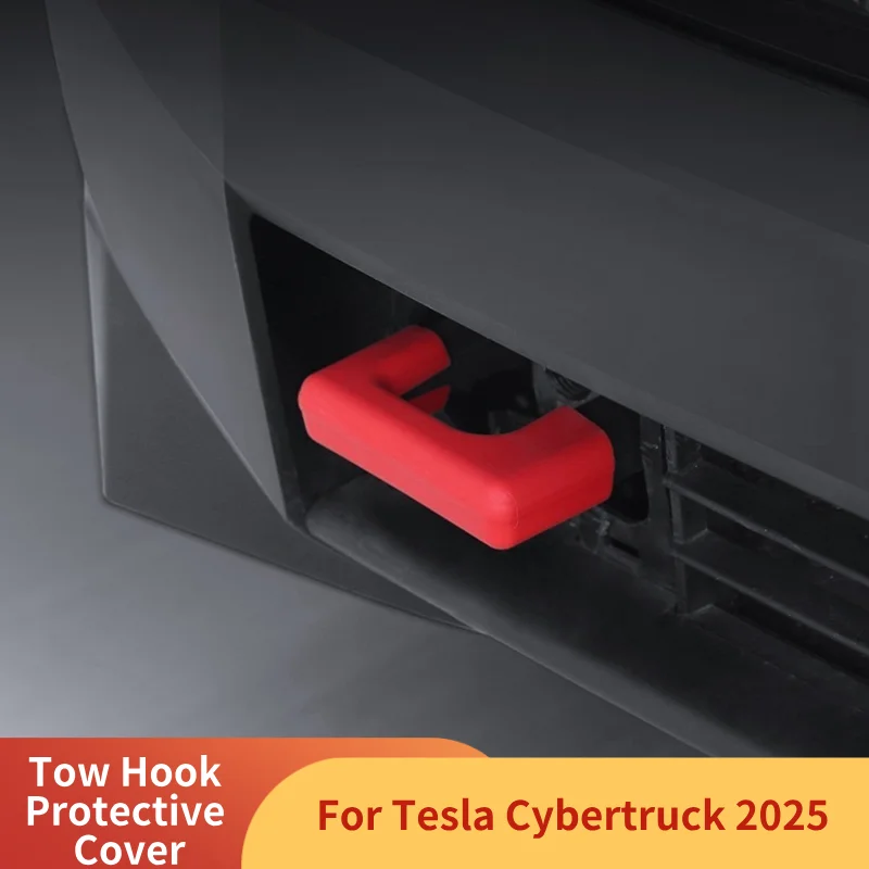 

For Tesla Cybertruck 2025 Front Bumper Tow Hook Silicone Protective Cover Car Accessories Waterproof Decorative Shell Case 2pcs