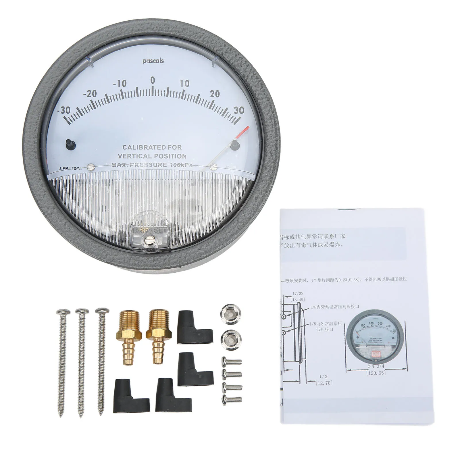 Medidor de pressão diferencial, sala limpa, detecção de filtro hvac com ponteiro, componentes de vácuo, ponteiro, medidor de pressão diferencial