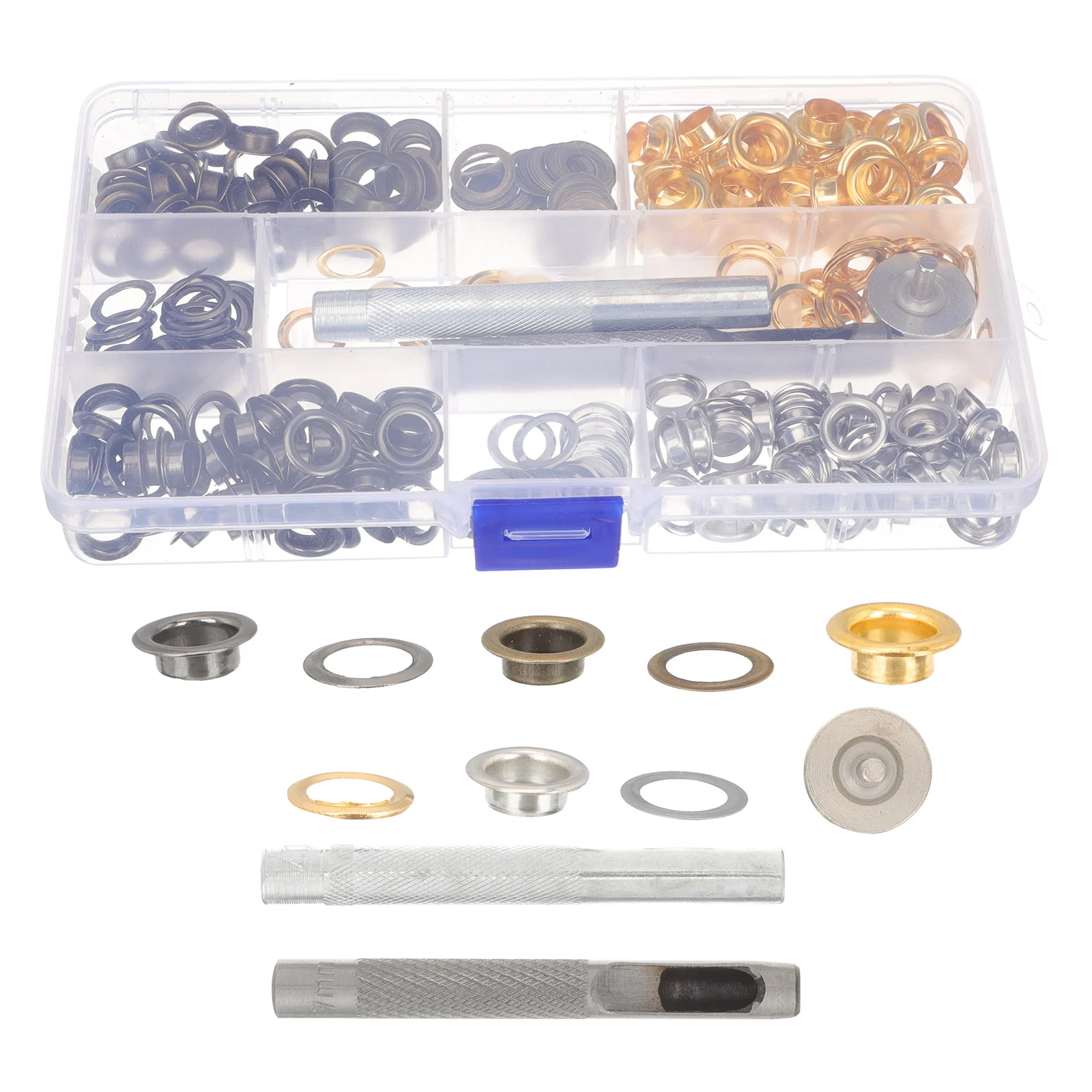

Heavy Duty Grommet Tool Kit Punch Hole Reinforcers Set Eyelets Fabric Repair Tarp Tent Shoe Clothing Curtain Backpack Grommets