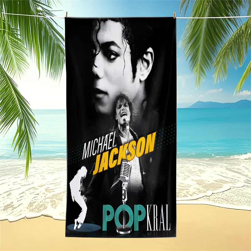 Vintage Michael Jackson Print Beach Towel Classic The King Of Pop Collage Swim Towel Oversized Quick Dry Bath Towel Decor Gift