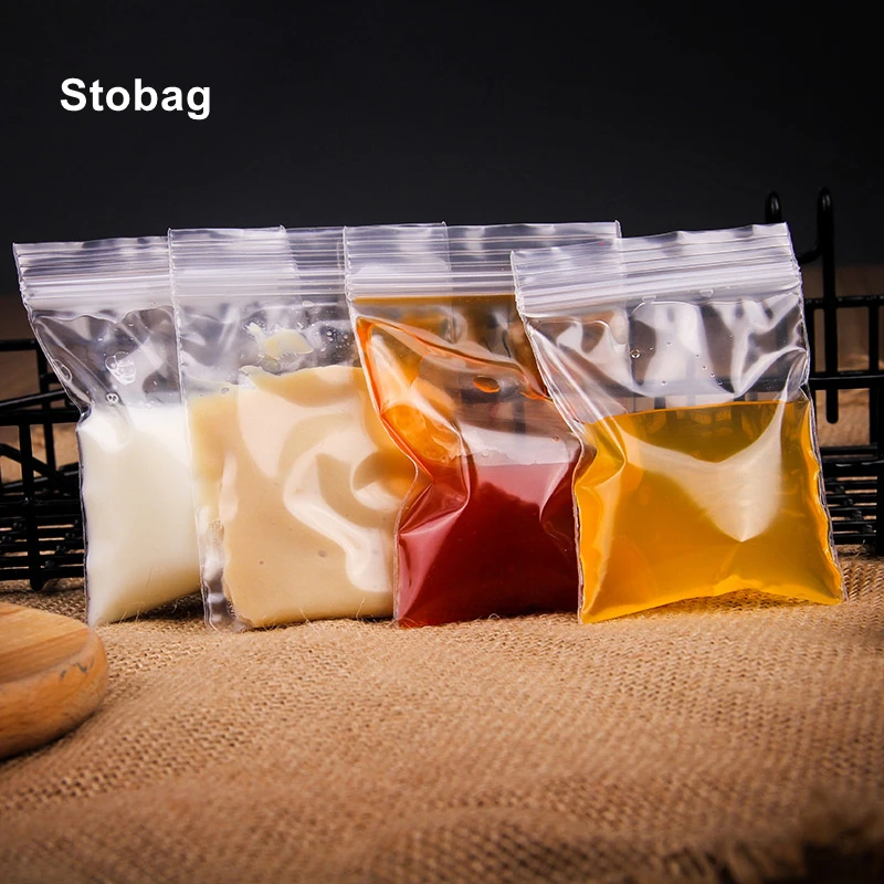 StoBag 100pcs Transparent Small Ziplock Plastic Bags Thick Self-Sealing Drinks Jam Seasoning Packaging Storage Leak-proof Pouch