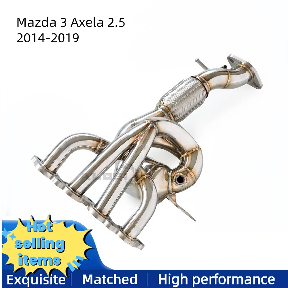 

High-flow stainless steel exhaust manifold for Mazda 3 Axela 2.5 2014-2019 exhaust system catalytic converter retrofit upgrade