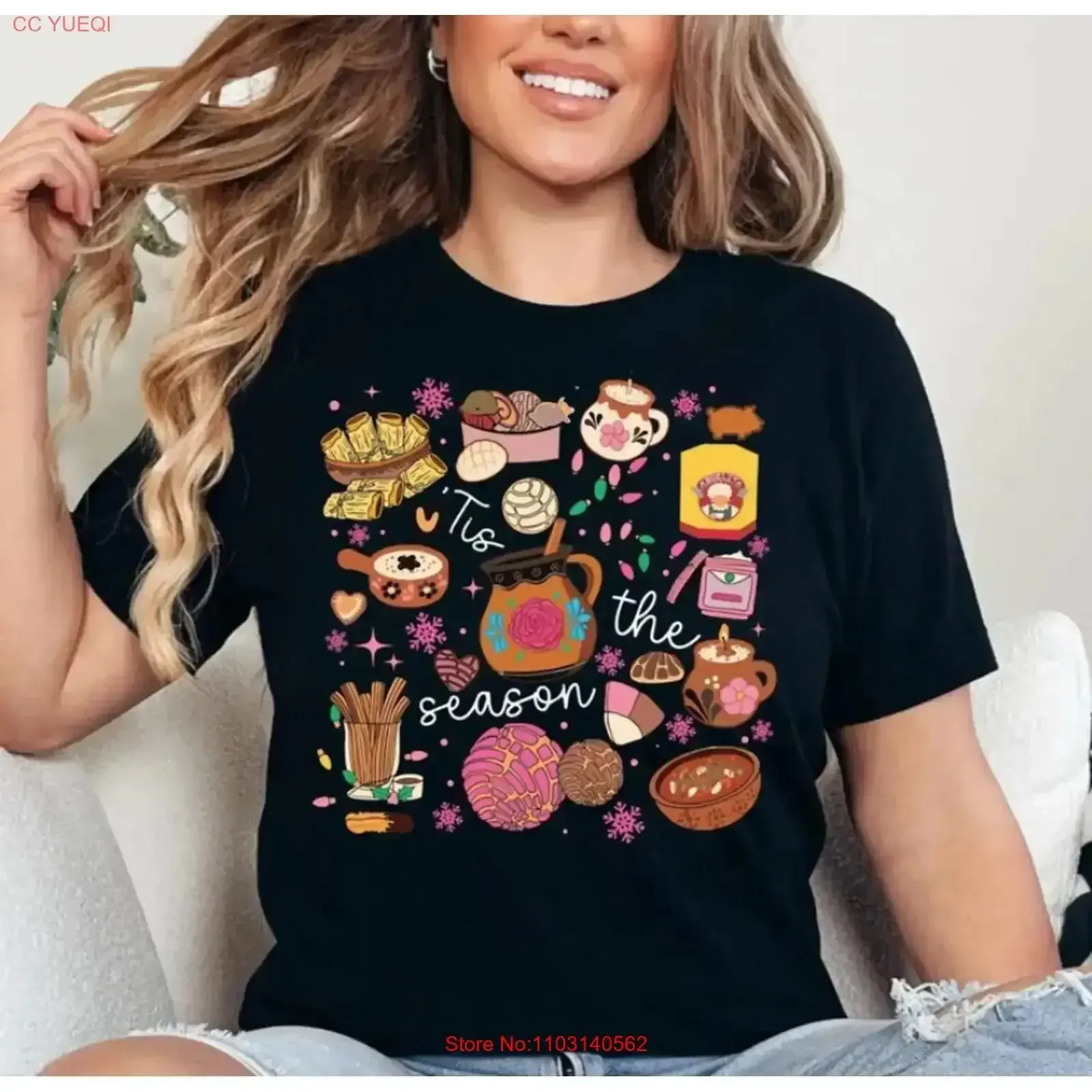 Tis The Season Mexican Christmas T Shirt Food Made in US vintage Washed Comfortable Casual homme Soft vintage Washed graphic