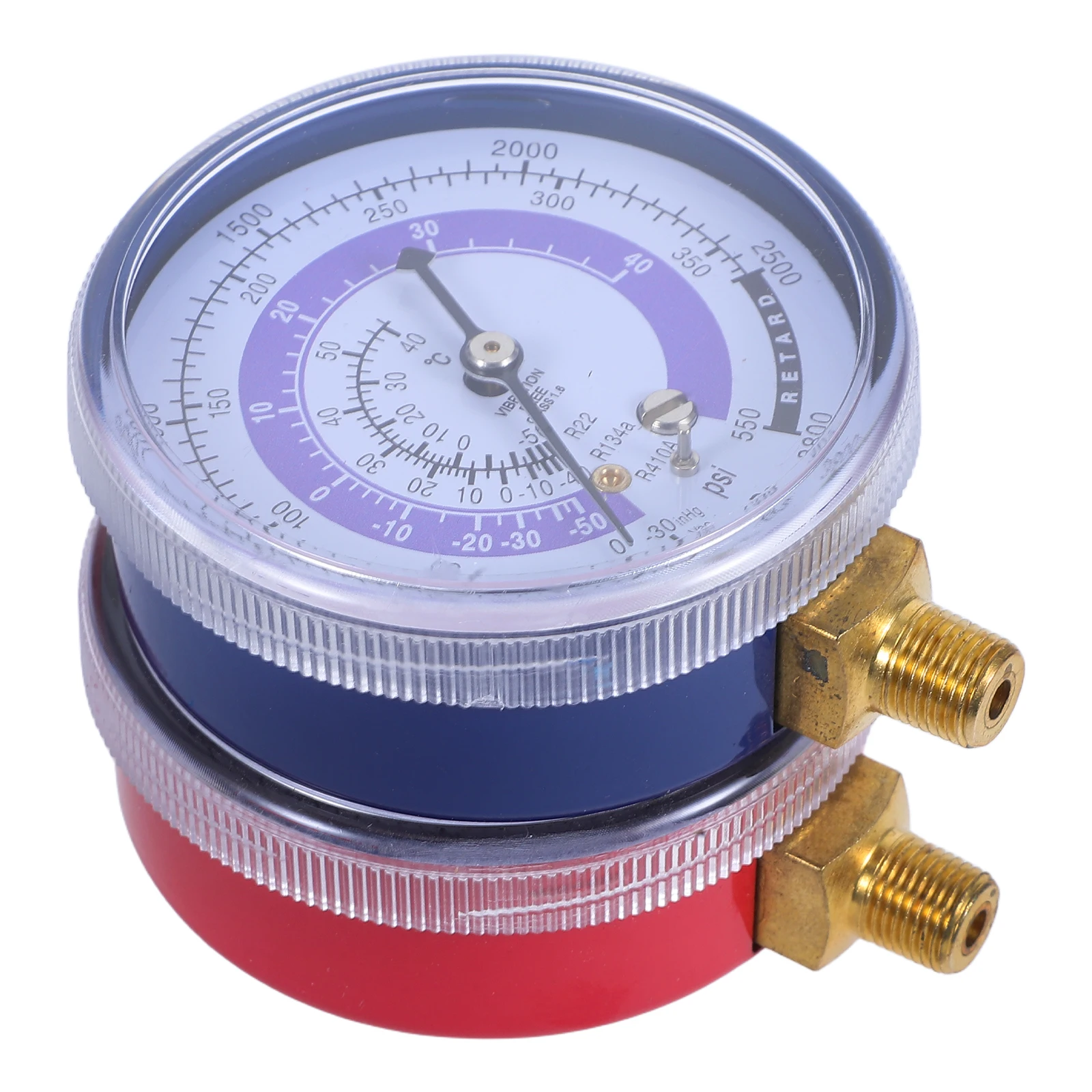 

2pcs Air Conditioner HVAC Gauges Pressure Refrigerant Plastic Copper Clear Dial Low High Gauge Set Manifold Test Measurement