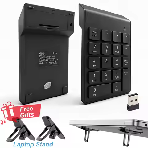 USB Wired Numeric Keypad 18-Key Mini Number Pad Portable 2.4G Wireless Digital Keyboard for IMac MacBook Laptop PC Notebook