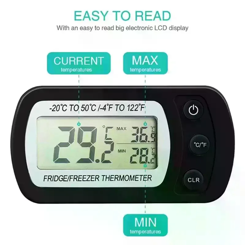 1PCS Fridge  With Hook Antihumidity Refrigerator Freezer LCD Digital Temperature Monitor