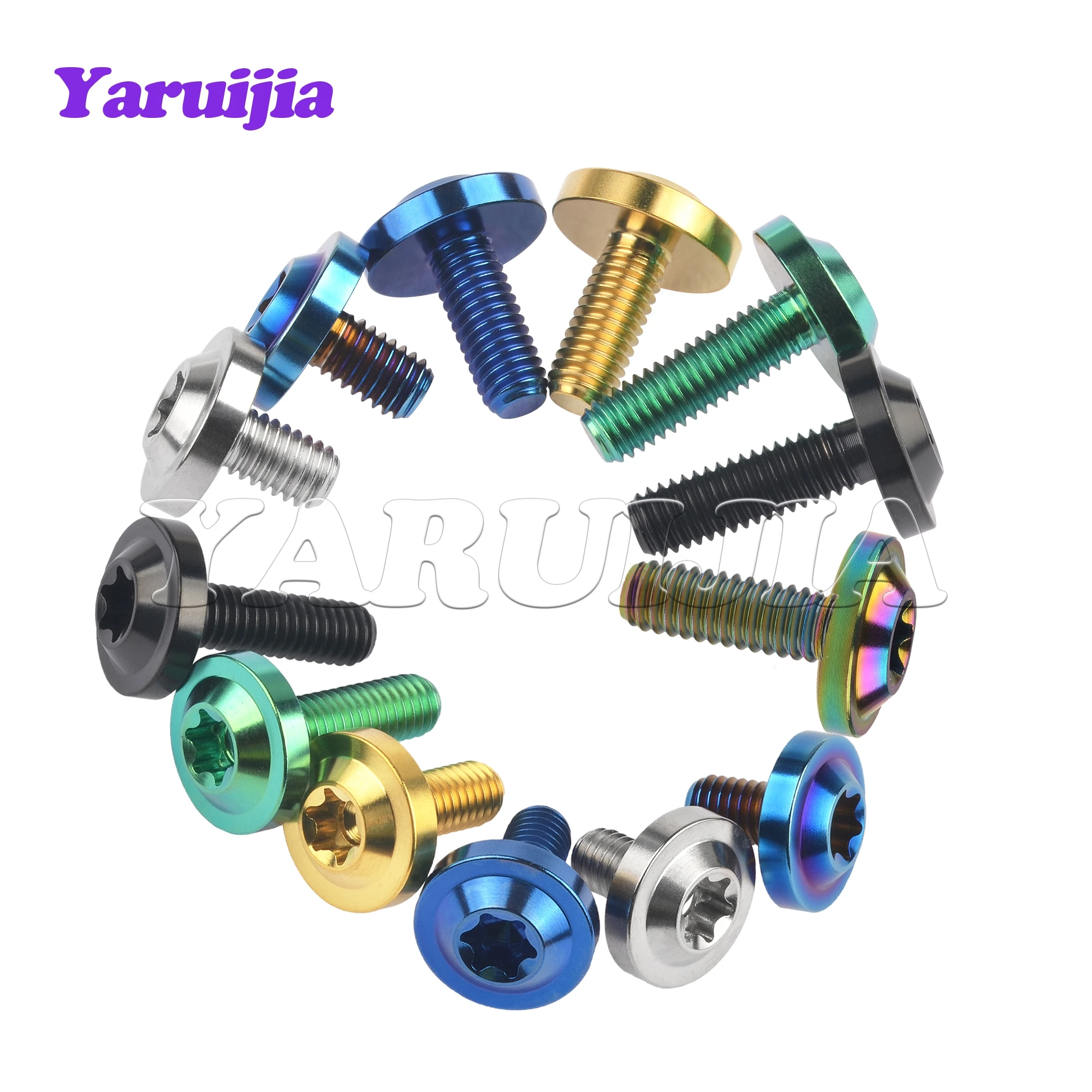 Yaruijia Titanium Bolts M5/M6/M8x10/12/15/20/25/30/35/40/50/60/70mmTorx Head Screws for Motorcycle Riding Modification Fasteners