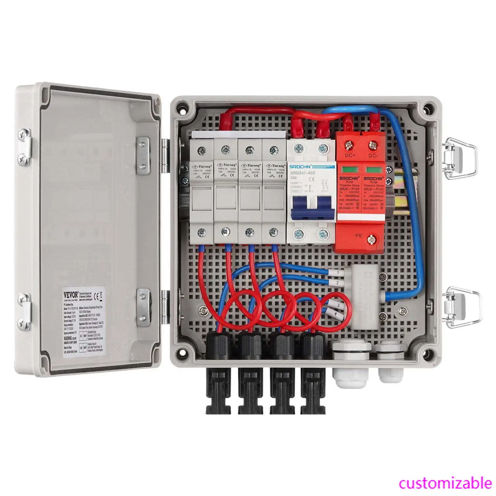 

Солнечная фотоэлектрическая объединительная коробка, 4 струны, 10 А для солнечной панели, корпус из АБС-пластика, IP65