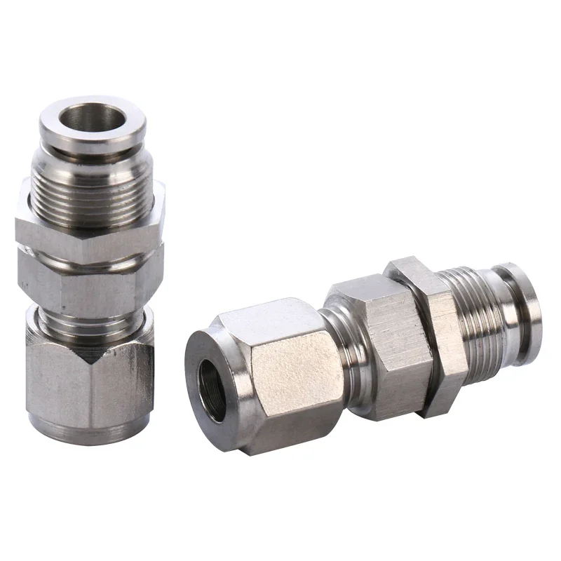 

Fit 6/8/10/12/14/16mm PK Tube Push In x Compression Union Bulkhead Quick Air Connector Pneumatic 304 Stainless Panel Install