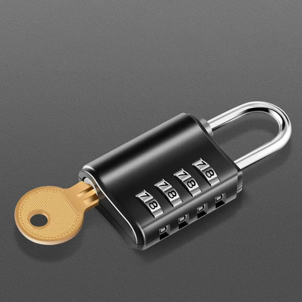 Waterproof Combination Lock with Key 4 Digit Password Lock Backpack Zipper Lock Dormitory Cabinet  Lock Luggage Padlock