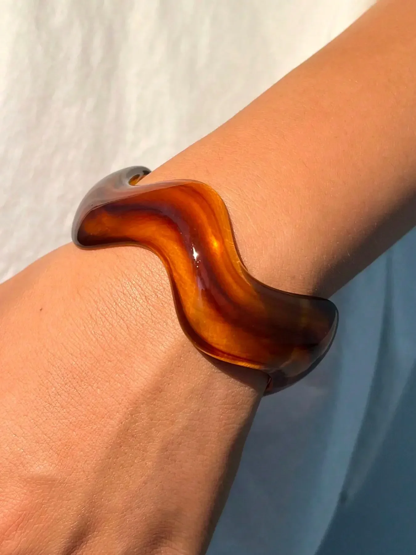 Vintage Minimalist Women's Wave Shape Ccb Resin Bangle Set, Stack Bangles Stackable Bracelets Daily Wear Jewelry, Perfect Gift for Holidays