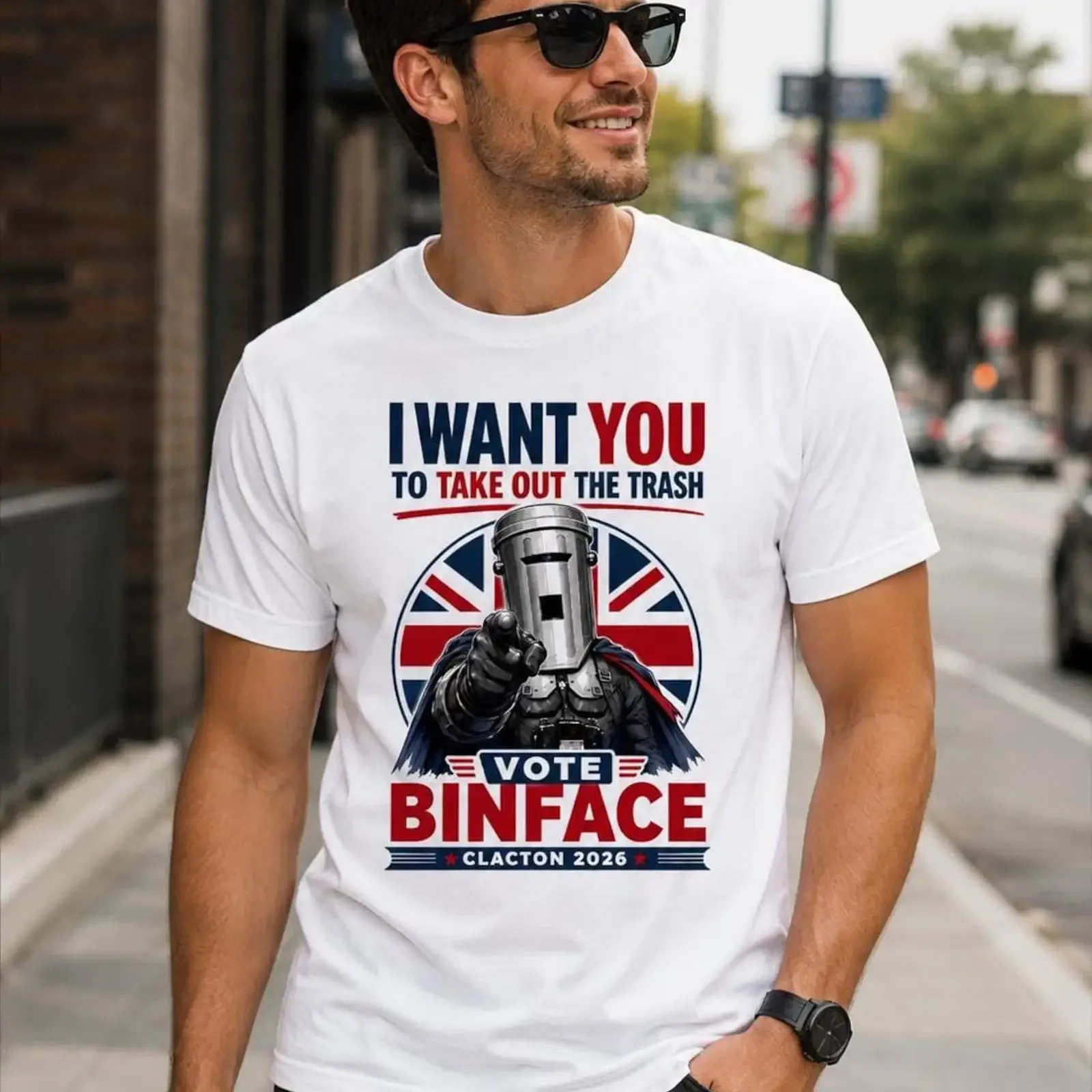 Vote Binface Clacton 2026 T Shirt I Want You Take Out The Trash Funny UK Politics Count Election Parody  vintage Washed