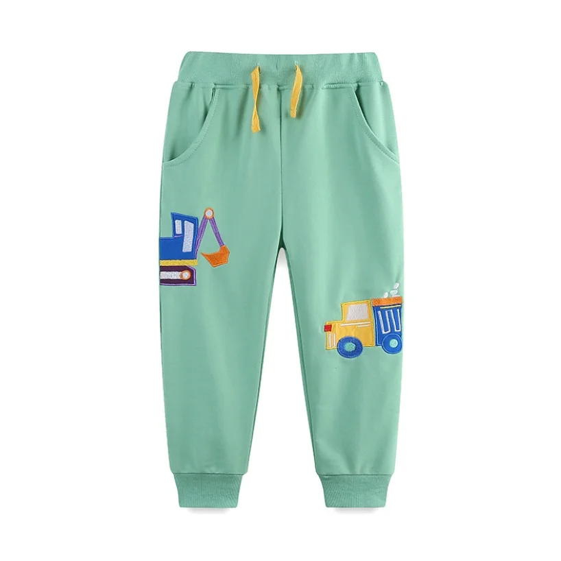 

Girls Sweatpants for Toddler Trousers Length Children's Drawstring Kids Cartoon Fall Casual Excavator Trousers 2-7T
