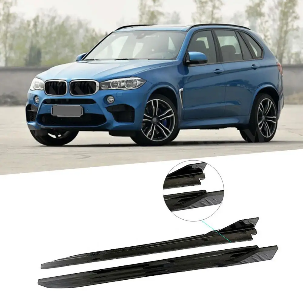JIACHE ABS Carbon Look Gloss Black Side Skirts Extensions For BMW F85 X5M F86 X6M 2015 2016 2017 2018