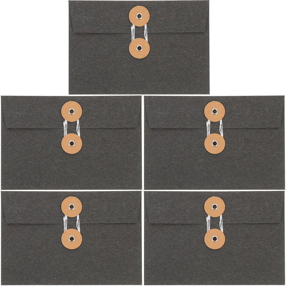 

5Pcs Kraft Paper String Envelopes Thickened File Bags for Documents Office School Travel Business Cards Vintage Storage Pockets