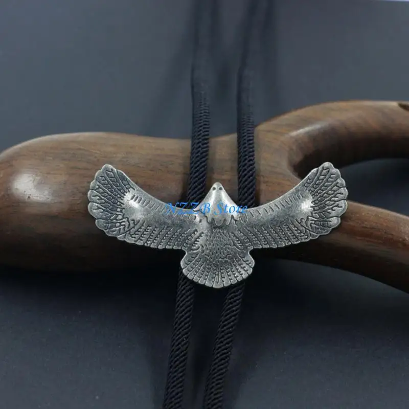 

T21F Engraving Falcon Bolo Tie Carved Cowboy Necktie Western Bolo Tie for Shirt