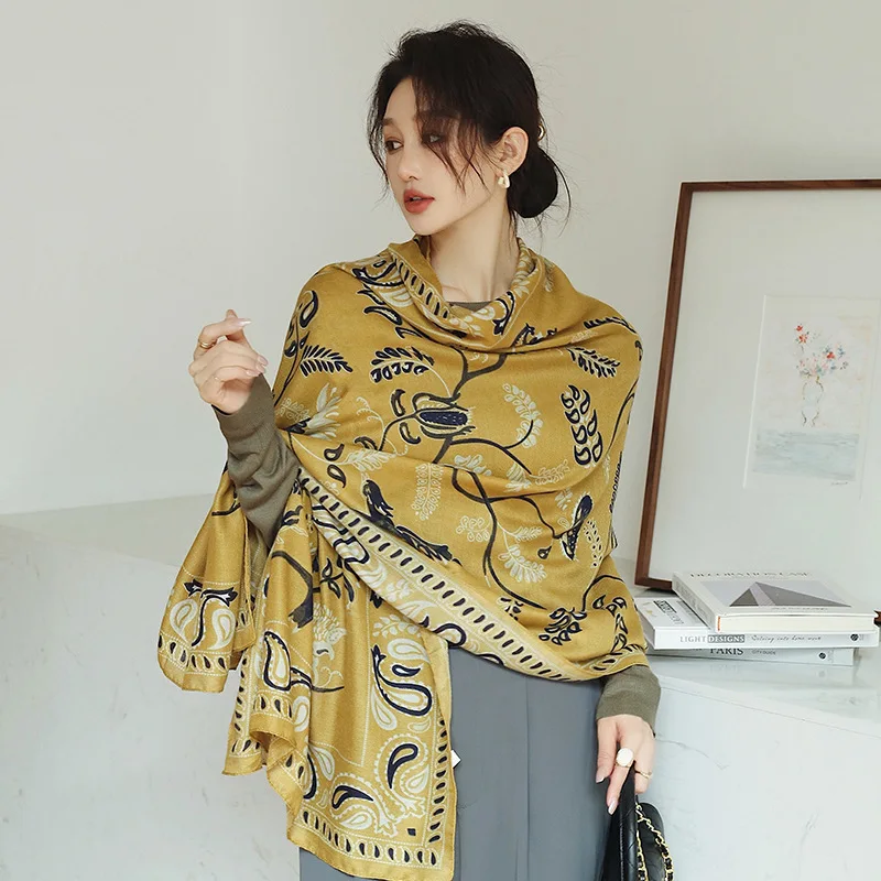Summer Fashion Printed Stripe Geometry Shawl Cotton Viscose Scarf Women Outdoor Sunscreen Muffler Hijab image 2