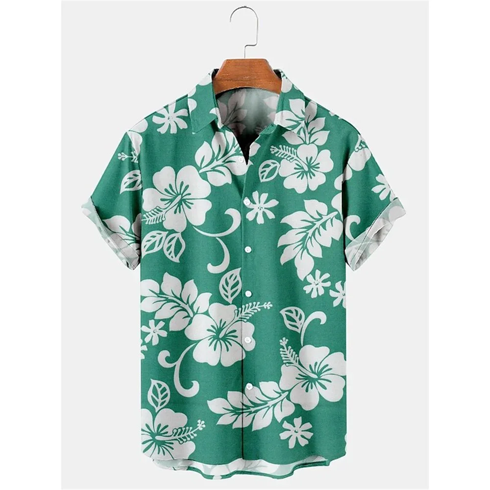 Men's Shirt Floral Pattern Print Slim Fit Crimson Clover Street Casual Short Sleeve Button Up Clothing Tropical Hawaiian Shirt