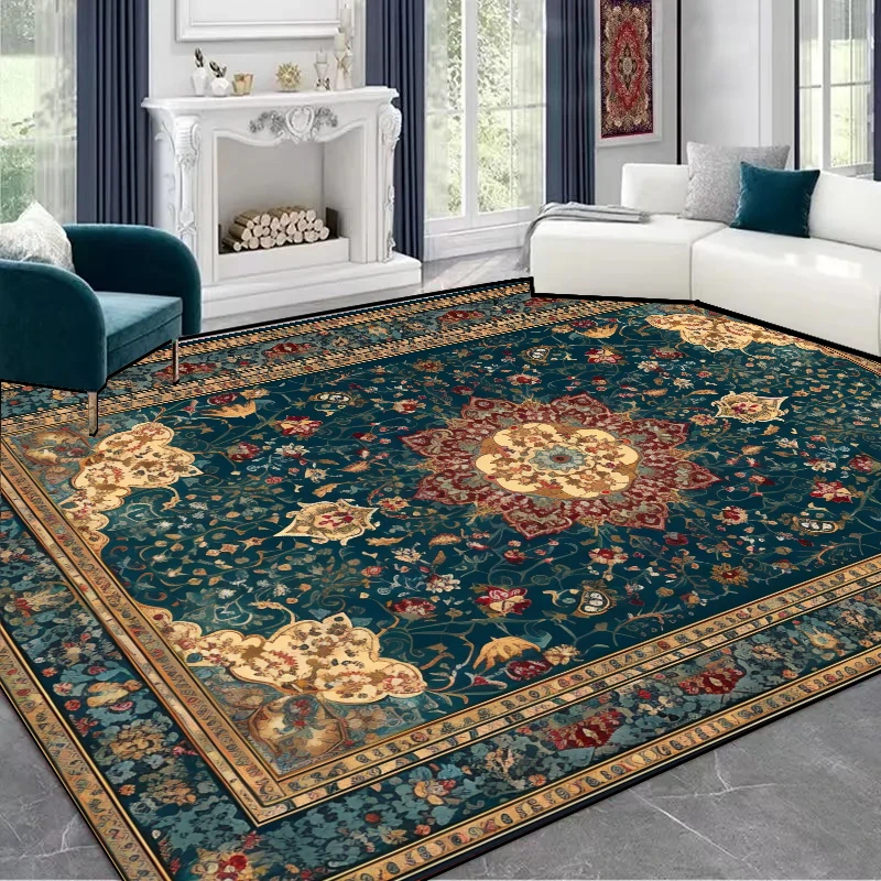 

Persian Style Luxury Big Carpets for Living Room Decoration bedroom Green anti slip Rugs Ins Plush customizable Large Area Mats