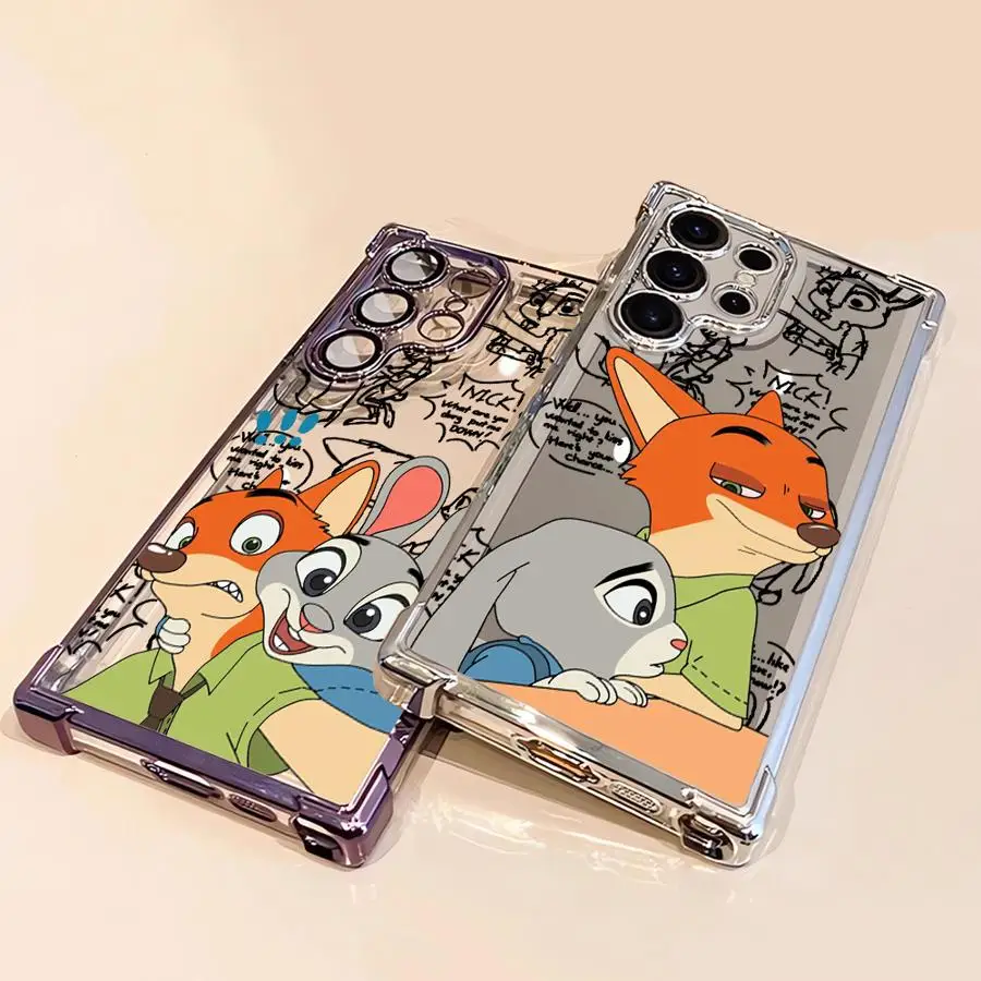 Disney Zootopia Judy Nick Soft Phone Cover Case for Samsung Galaxy S21 Plus S23 S25 Edge S20 FE S22 Ultra S24